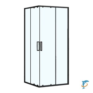 Душевое ограждение Loranto NEO 90x90x190 прозрачное закаленное стекло 5 мм, профиль черный, без поддона (CS-21809B) (CS-21809B)
