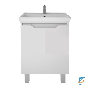 Тумба с раковиной Dreja Q PLUS (D) 55 подвесная/напольная, белый глянец  (99.1008+195476)