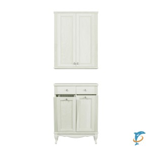 Комплект ValenHouse Лиора 65 слоновая кость комод и шкаф, фурнитура хром  (Л65_ККШСХ)