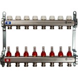 Коллектор STOUT из нержавеющей стали с расходомерами 8 выходов — Коллекторные блоки STOUT производятся в Италии под тщательным контролем, проходя многочисленные тесты и сертификацию оборудования.