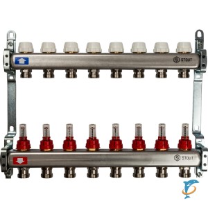 Коллектор STOUT из нержавеющей стали с расходомерами 8 выходов (SMS 0917 000008)