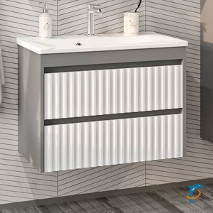 Тумба с раковиной Brevita Balaton 75 с 2 ящиками подвесная (BAL-06075-01-012Я+Misty_5002750)