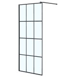 Душевая перегородка Loranto Walk-in 100x200 регулируемый кронштейн 70-100 мм, прозрачное стекло "Лофт клетка" 8 мм, профиль черный матовый (CS-W02B-100) &mdash; 