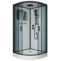 Душевая кабина NG-6901-01 BLACK (900х900х2100) низкий поддон (16 см), стекло тонированное — 