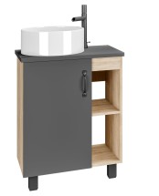 Тумба с раковиной и столешницей напольная Grossman &quot;ФЛАЙ-60 см&quot; дуб сонома/серая — 