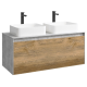 Тумба с раковиной Aqwella 5 Stars Mobi 120 подвесная, бетон светлый, дуб балтийский (раковина Триумф)  (MOB0112BS+MOB0712DB+641266)