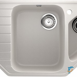 Угловая двухсекционная мойка с отверстием под смеситель ULGRAN U-409 белый  (U-409-331)