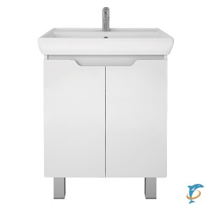 Тумба с раковиной Dreja Q PLUS (D) 60 подвесная/напольная, белый глянец  (99.1004+191638)