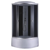 Душевая кабина Loranto 880х880х2150 черное заднее стекло, поддон 40 см, тонированное стекло 4 мм, профиль хром матовый (CS-888EATM/B-90) — 