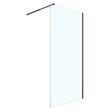 Душевая перегородка Loranto Walk-in 90x200 регулируемый кронштейн 70-100 мм, прозрачное стекло 8 мм, профиль черный матовый (CS-W04B-90) &mdash; 