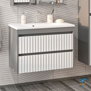 Тумба с раковиной Brevita Balaton 80 с 2 ящиками подвесная (BAL-06080-01-012Я + Misty_5003800)