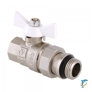 Кран американка VALTEC VT.227.NRW 1/2 г/ш с доп. уплотнением, белая рукоятка (VT.227.NRW.04)