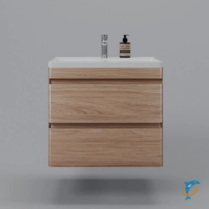 Тумба с раковиной подвесная Style Line Атлантика 70 Люкс Plus антискрейч, ясень перламутр  (СС-00002341+СС-00002286)