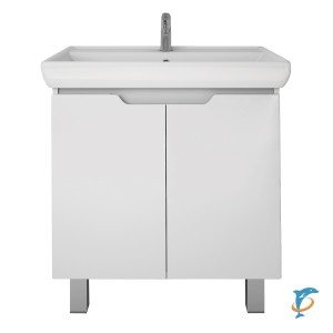 Тумба с раковиной Dreja Q PLUS (D) 70 подвесная/напольная, белый глянец  (99.1005+191645)