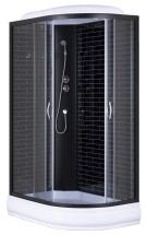 Душевая кабина Loranto 120х80х215 поддон 20 см, черный кирпичный узор, серое стекло 4мм, профиль черный (CS-66120-20L GB 120) — 