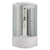 Душевая кабина Loranto 90x90x215 поддон 40 см, 4 мм матовое стекло, профиль и задняя стенка белого цвета (CS-986ТМ/W) &mdash; 