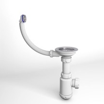 Сифон для мойки Granula GRAND 3 1/2 с круглым переливом и винтом, металл — 