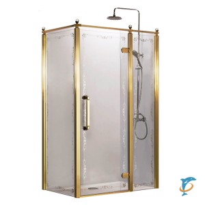 Душевое ограждение Azario ONTARIO 900х1200х2000 R, без поддона, матовое стекло 8 мм с узором, цвет профиля золото AZ-NBB1231-R 900 GOLD  (AZ-NBB1231-R 900 GOLD)