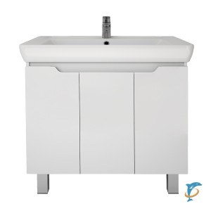 Тумба с раковиной Dreja Q PLUS (D) 80 подвесная/напольная, белый глянец (99.1006+192185)