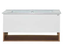 Тумба с раковиной Style Line Даллас 140 с 3 ящиками Люкс Плюс , серая левая &mdash; 