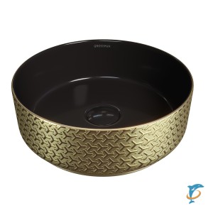 Раковина Grossman GR-5010GBR (355х355х115) ЗОЛОТО, ЧЕРНАЯ внутри  (GR-5010SBR)