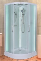 Кабина душевая ESBANO ELEGANCIA угловая, полукруглая, 90х90х210 см, с крышей, поддон белый, низкий с подсветкой — 