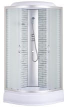 Душевая кабина Loranto 100х100х215 поддон 25 см, белый кирпичный узор, стекло 4 мм, профиль хром (CS-6610-25FW 100) — 