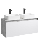 Тумба с раковиной Aqwella 5 Stars Mobi 120 подвесная, бетон светлый, белый (раковина Триумф) — 