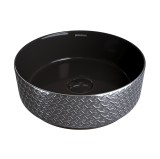 Раковина Grossman GR-5010SBR (355х355х115) СЕРЕБРО, ЧЕРНАЯ внутри — 