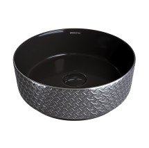 Раковина Grossman GR-5010SBR (355х355х115) СЕРЕБРО, ЧЕРНАЯ внутри — 