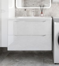 Тумба с раковиной Style Line Марелла 80 подвесная, белая, антискрейтч глянец — 