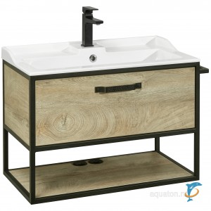 Тумба с раковиной Aquaton Лофт Фабрик 80 дуб эндгрейн с раковиной Фабиа 80 (1A242401LTDU0 + Aquaton_1A708031FB010)