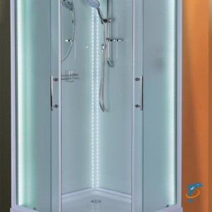 Кабина душевая ESBANO ELEGANCIA квадратная, 90х90х210 см, с крышей, поддон белый, низкий с подсветкой (ESKL90CKR)