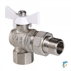 Кран американка VALTEC VT.228.NW 3/4 угловой белая рукоятка  (VT.228.NW.05)