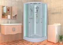 Кабина душевая ESBANO ELEGANCIA полукруглая, 100х100х210 см, с крышей, поддон белый, низкий — 