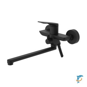 Смеситель для ванны HAIBA HB22816-7 длинный излив, латунь, черный  (HB22816-7)