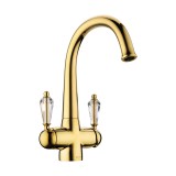 Смеситель OMOIKIRI Okinawa-G для кухни , золото/ прозрачный кристалл — 