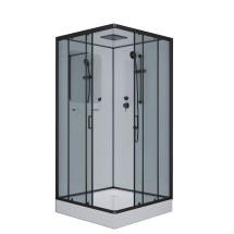 Душевая кабина NG-6901-01Q BLACK (900х900х2100) низкий поддон(16 см) стекло тонированное — 