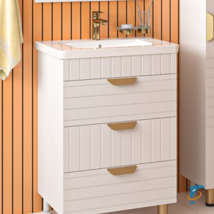 Тумба с раковиной Brevita Gloster 80 с 3 ящиками напольная, белая (GLOS-06080-01-2 + Misty_192185)