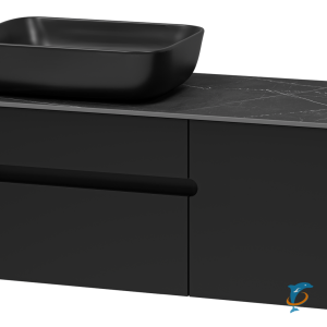 Тумба с раковиной Misty Роял 100 подвесная, черная  (П-Роя-01100-021П2Я+VS03-100+Misty_MLN-320316MB)