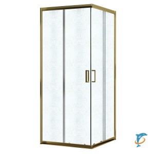 Душевое ограждение Azario PARIS 900х900х1950 стекло "Шиншилла" профиль брашированное золото (AZ-R06-90-BGL-CHC) (AZ-R06-90-BGL-CHC)