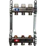 Коллектор STOUT из нержавеющей стали без расходомеров 3 выхода — Коллекторные блоки STOUT производятся в Италии под тщательным контролем, проходя многочисленные тесты и сертификацию оборудования.