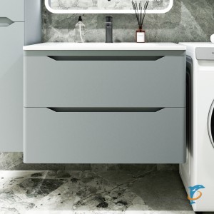 Тумба с раковиной Style Line Марелла 80 подвесная, серая, антискрейтч (СС-00002412+СС-00002376)