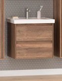 Тумба с раковиной Brevita Dallas 60 с 2 ящиками подвесная, Дуб Галифакс — 