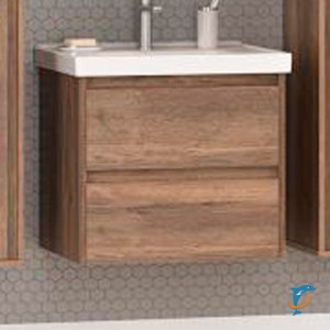 Тумба с раковиной Brevita Dallas 60 с 2 ящиками подвесная, Дуб Галифакс  (DAL-01060-074П + 641587 Misty)