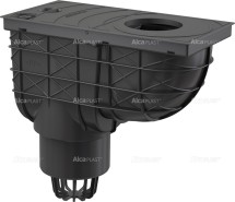 Ливнеотвод прямой AlcaPlast AGV1 — Ливнеотвод 300 × 155/110, подводка – прямая, черный