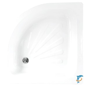 Поддон Loranto стальной, полукруглый 90х90х15 толщина стали 0,9 мм, отверстие для слива 5 см, белый (LG900C) (LG900C)