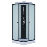 Душевая кабина Loranto 880х880х2150 белое заднее стекло, поддон 14 см, матовое стекло 4 мм, профиль черный (CS-992EBTM/W-90) &mdash; 