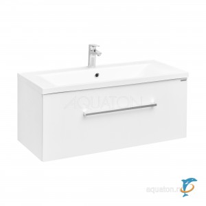 Тумба с раковиной Aquaton Мадрид 100М, 1 ящик , белая (1A126901MA010 + Aquaton_1A70473KPR010)