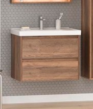 Тумба с раковиной Brevita Dallas 70 с 2 ящиками подвесная, Дуб Галифакс — 